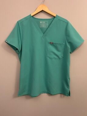 FIGS Women’s Catarina V-neck Scrub Top in Teal XL